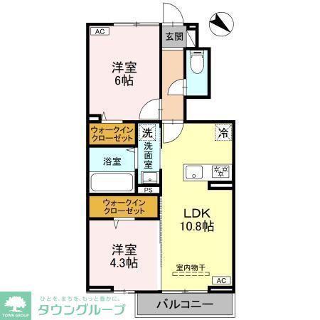 CLASSEUM桶川泉 I(2LDK/1階)の間取り写真