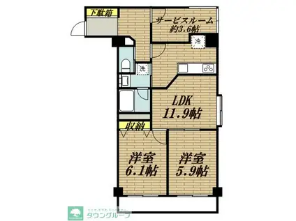 ドラゴンマンション橋本壱番館(2SLDK/1階)の間取り写真