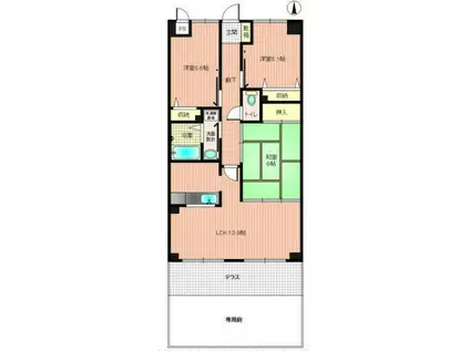 スカール屋島(3LDK/1階)の間取り写真