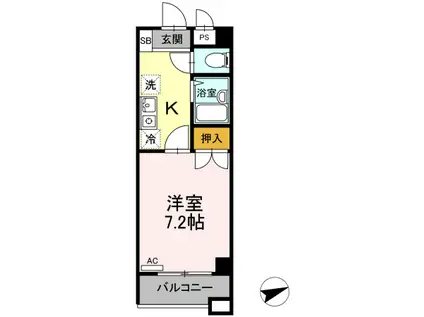 セジュール浦上(1K/4階)の間取り写真