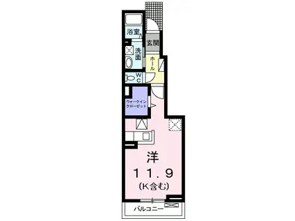 オーベル・シュタイン 1KTW(ワンルーム/1階)の間取り写真