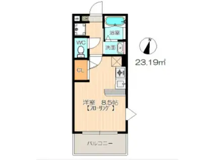 ハーモニーハウス富士見(ワンルーム/2階)の間取り写真