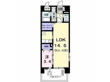 サンクレスト(1LDK/6階)の間取り写真