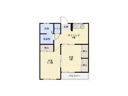 マスミハイツ(2DK/1階)の間取り写真