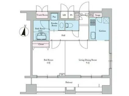 レジディア文京音羽II(1LDK/4階)の間取り写真