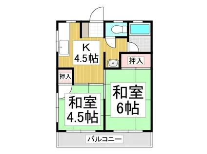 コーポ大和(2K/1階)の間取り写真