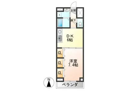 メゾンジュネスIII(1DK/6階)の間取り写真