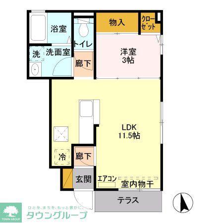 エスペランサアークB(1LDK/1階)の間取り写真