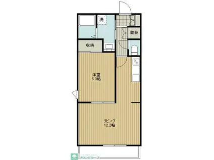 SYMPA十二月田A棟(1LDK/3階)の間取り写真