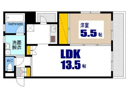 第5イワヒロビル(1LDK/6階)の間取り写真