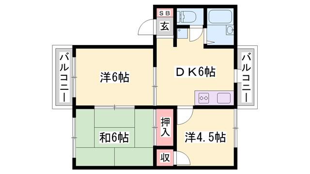 ブランニュー太子(3DK/1階)の間取り写真