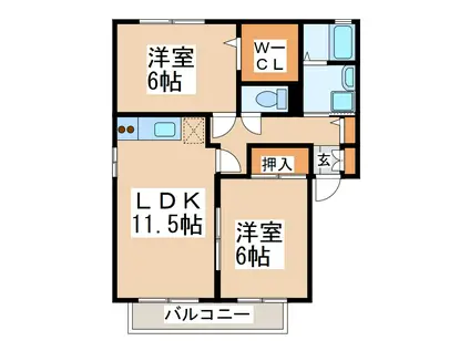 セジュールグランフォレ(2LDK/2階)の間取り写真