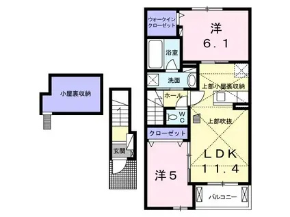 クワイエットハイツD(2LDK/2階)の間取り写真