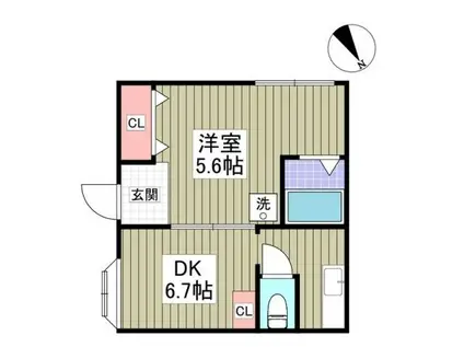 ポルシェ厚木旭町(1DK/1階)の間取り写真