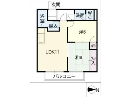 SURPLUS TWO北小畔(2LDK/1階)の間取り写真