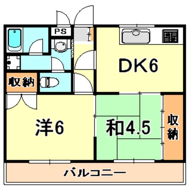 クレストヴィラ千鳥(2DK/2階)の間取り写真
