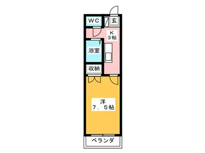 さくらメール(1K/2階)の間取り写真