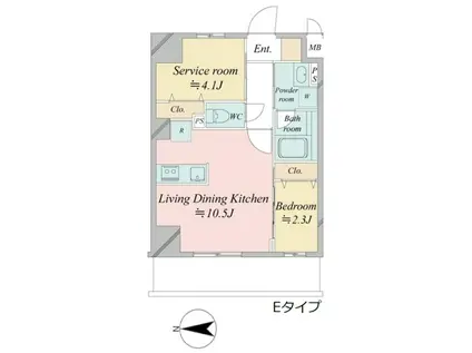ドゥーエ王子神谷(1SLDK/2階)の間取り写真