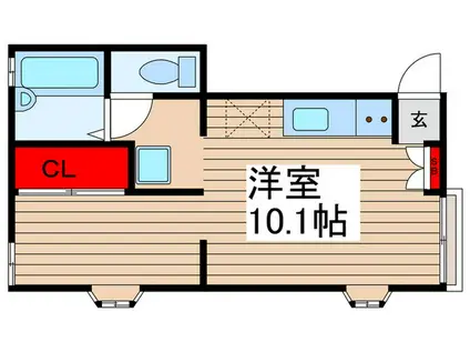 レインボービラ7番館(ワンルーム/2階)の間取り写真