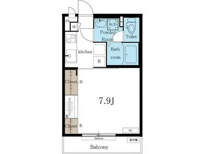 リブリ・GRAND葵(1K/2階)の間取り写真