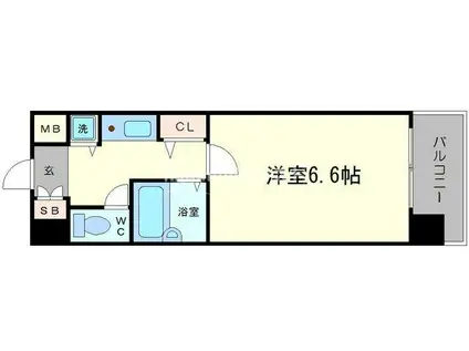 エスティライフ難波西(1K/11階)の間取り写真