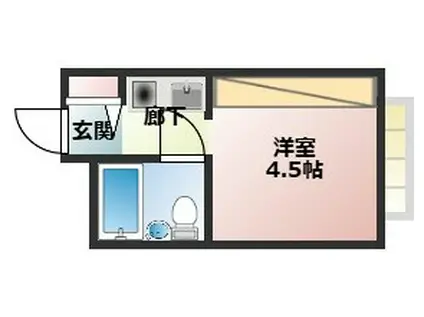 ピュア立花(ワンルーム/1階)の間取り写真