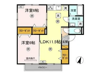 フラワーハイツ中野A・B棟(2LDK/1階)の間取り写真