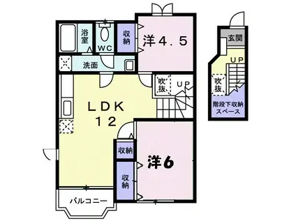 エスト・ソレイユA(2LDK/2階)の間取り写真
