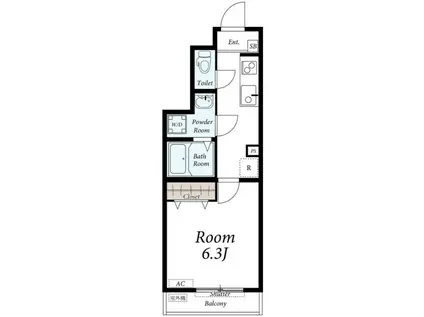 リブリ・スナイプⅡ(1K/1階)の間取り写真