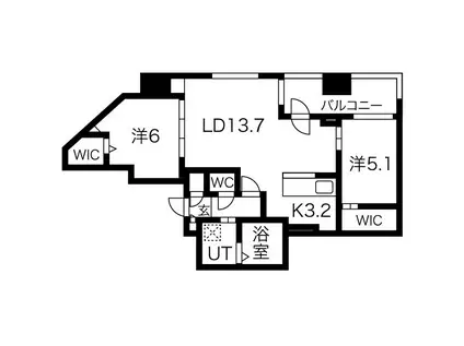 FER北3条 フェール(2LDK/6階)の間取り写真