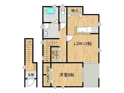メゾンアンソレイユB棟(1LDK/2階)の間取り写真