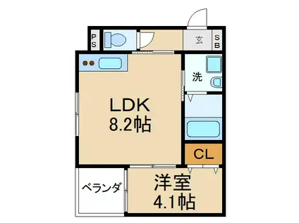 アレグリア香里園II(1LDK/1階)の間取り写真