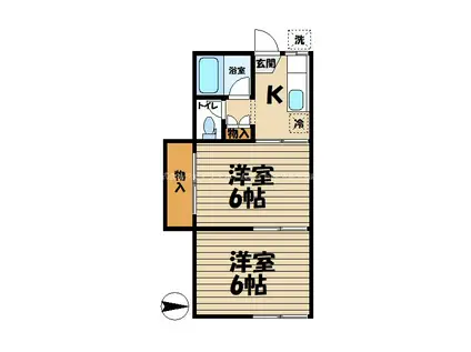 南ヶ丘ハイツ(2K/2階)の間取り写真