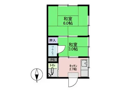 むつみハウス(2K/2階)の間取り写真