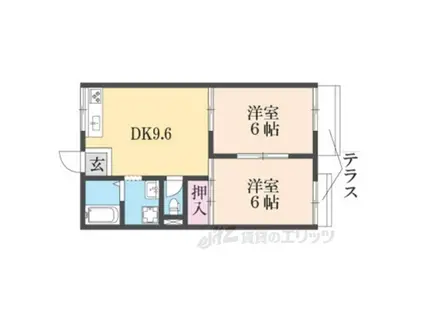 グランビュー(2DK/2階)の間取り写真