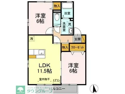 ベルフラットABC(2LDK/2階)の間取り写真