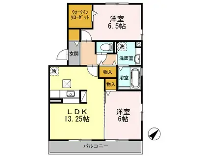 サンフレンズ C(2LDK/1階)の間取り写真