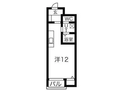 アメリカンアパートメントハウス A棟・B棟(ワンルーム/1階)の間取り写真