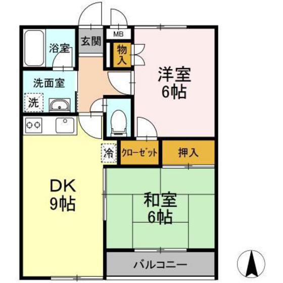 セブンアルコA(2DK/2階)の間取り写真