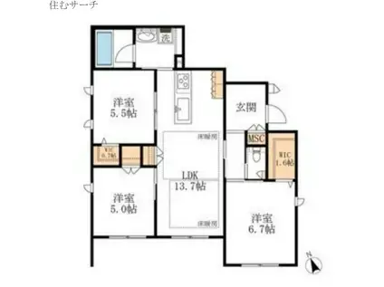 CASA MIO 363(3LDK/1階)の間取り写真