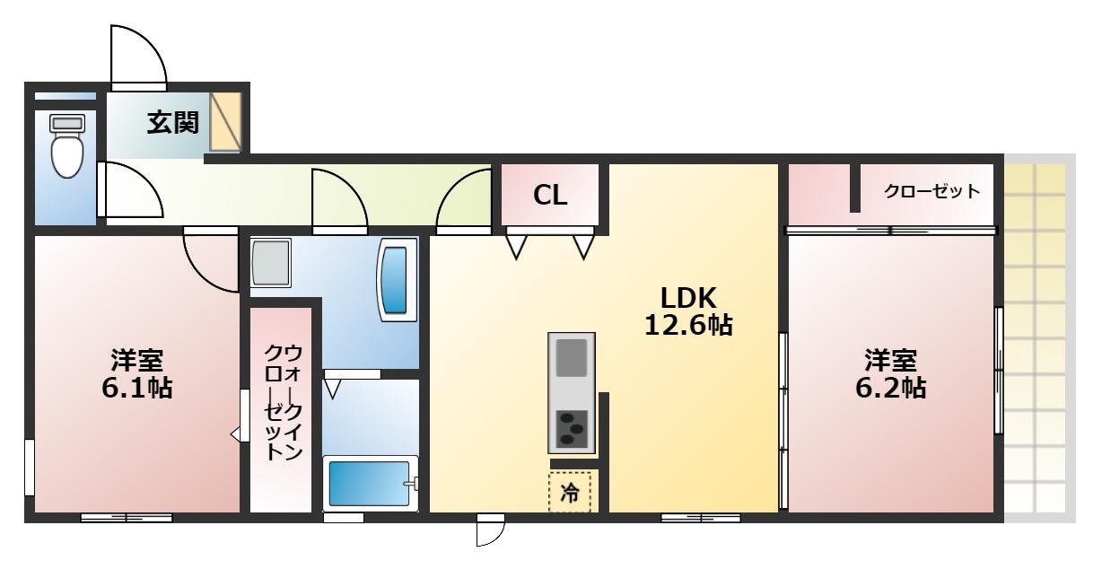 セレナイト(2LDK/1階)の間取り写真