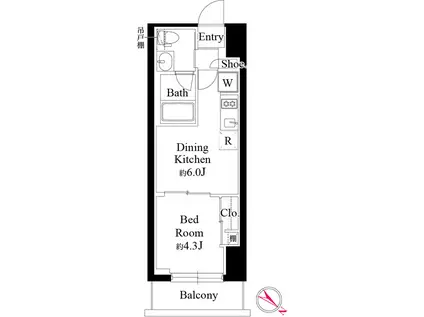 グランパセオ銀座築地(1DK/12階)の間取り写真