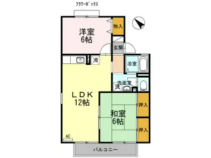 セジュールヨシイマII棟(2LDK/1階)の間取り写真
