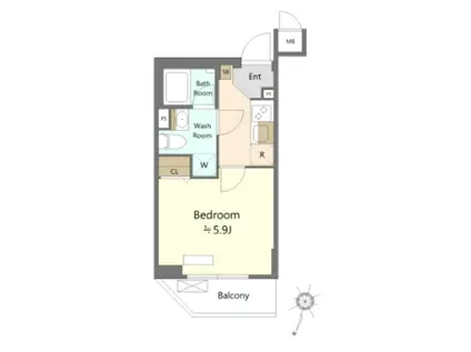 SHOKEN RESIDENCE横浜大口III(1K/2階)の間取り写真