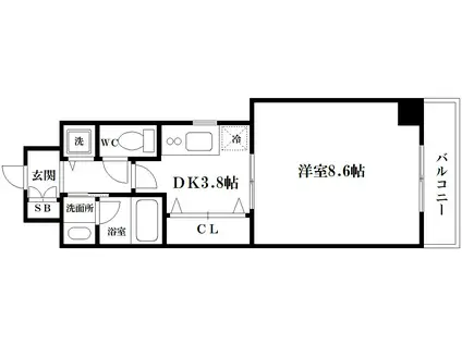 ロワジールクスノキ(1DK/5階)の間取り写真
