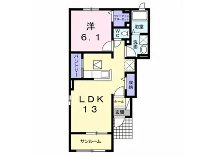 コーネル若月I(1LDK/1階)の間取り写真