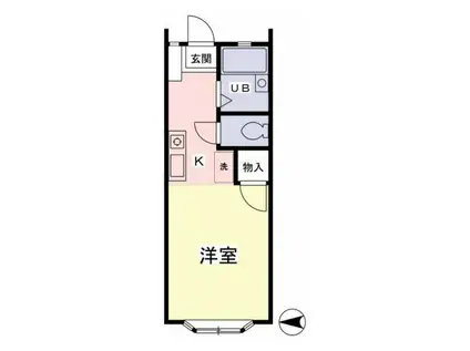 ジュネス桜ヶ丘(1K/2階)の間取り写真