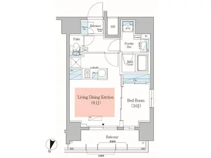 アーバネックス千代田淡路町(1LDK/13階)の間取り写真