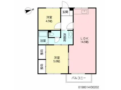 パストラル町田  D棟(2LDK/2階)の間取り写真