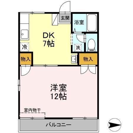 セジュール住吉B(1DK/1階)の間取り写真